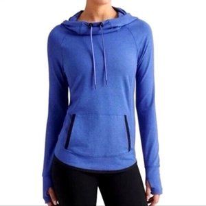Athleta Sentry Hoodie Long Sleeve Women’s Medium Blue Kangaroo Pocket Thumbholes